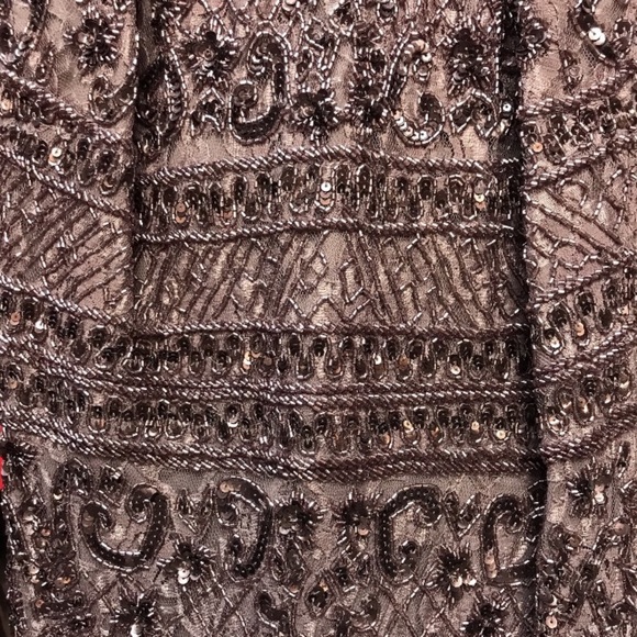 Adrianna Papell mock neck Tback stone beaded dress - Picture 6 of 14